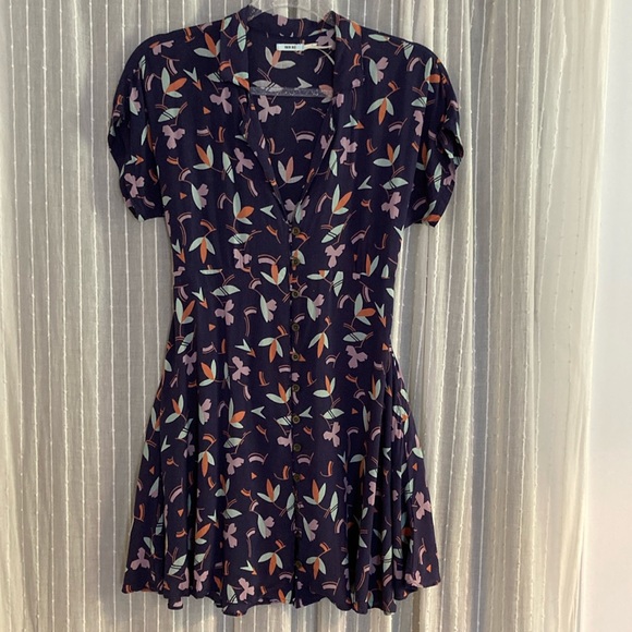 Kimchi Blue Size: Small Mini Button-Down Patterned Dress 100% Rayon - Picture 3 of 7